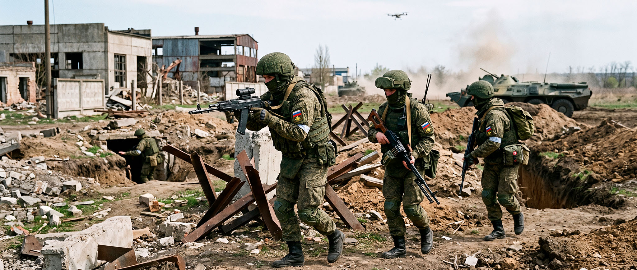 Штурмовая группа в разрушенной застройке